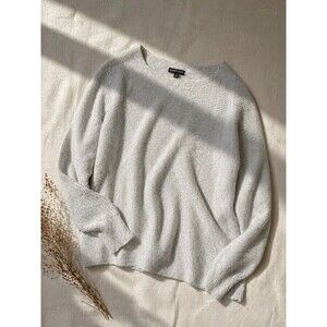 Eileen Fisher Made In Italy Sweater M Light Gray Knit Wool/Cashmere Feel EUC